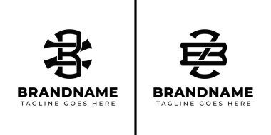 ZB veya BZ baş harfleri ile iş için uygun BZ ve ZB Monogram Logosu