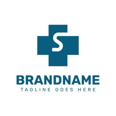 S Tıbbi Artı Logosu, bakımı, sağlığı ve güvenilir sağlık hizmetlerini temsil ediyor.
