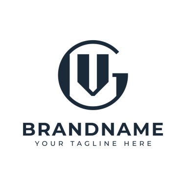 Harfler GV Monogram Logosu, herhangi bir marka için uygun VG veya GV baş harfleri