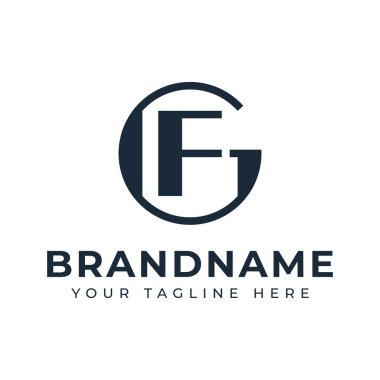 Harfler GF Monogram Logosu, herhangi bir marka için uygun FG veya GF baş harfleri