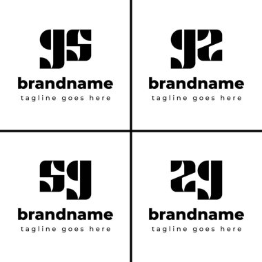 GS SG GZ ZG Monogram Logosu, GS GZ ZG baş harfli her iş için uygundur