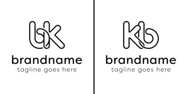 Harfler BK ve KB Monogram Hattı Logosu, KB veya BK baş harfleri olan her iş için uygundur