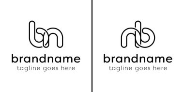 Harfler BN ve NB Monogram Line Logosu, NB veya BN baş harfleri olan her iş için uygundur