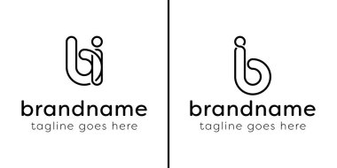 Harfler BI ve IB Monogram Line Logosu, IB veya BI baş harfleri olan her iş için uygundur