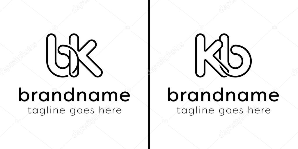 Letters BK and KB Monogram Line Logo, suitable for any business with KB or BK initials