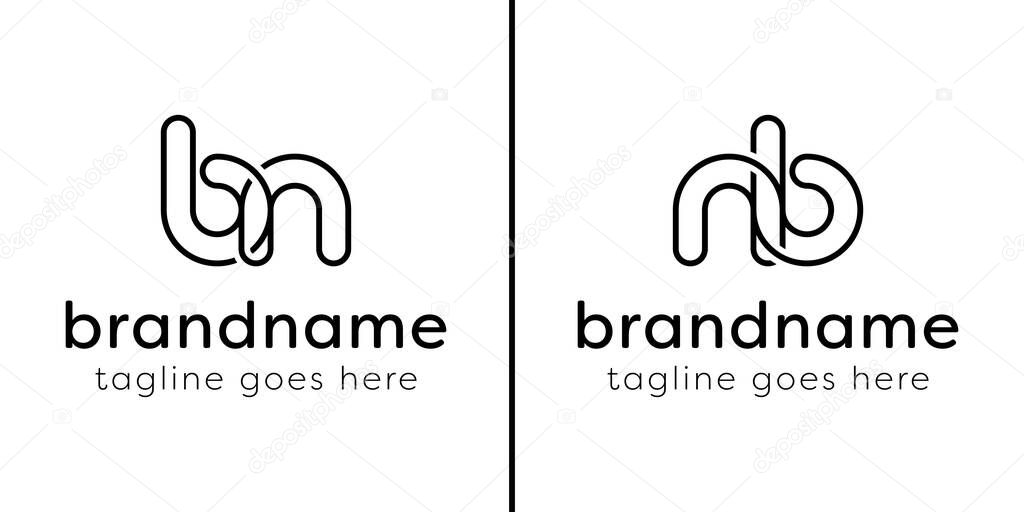 Letters BN and NB Monogram Line Logo, suitable for any business with NB or BN initials