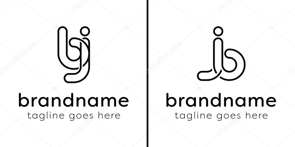 Letters BJ and JB Monogram Line Logo, suitable for any business with JB or BJ initials