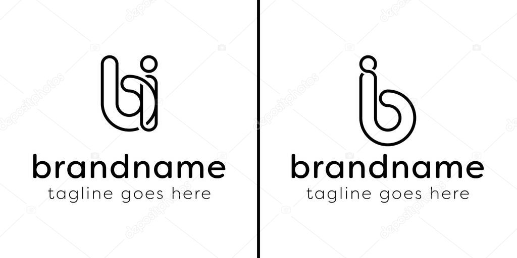 Letters BI and IB Monogram Line Logo, suitable for any business with IB or BI initials