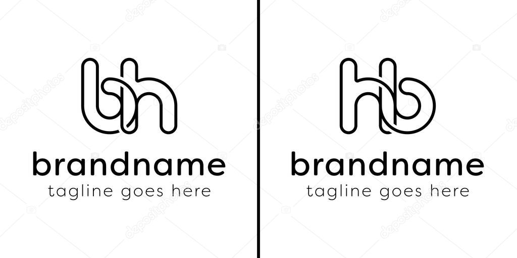 Letters BH and HB Monogram Line Logo, suitable for any business with HB or BH initials