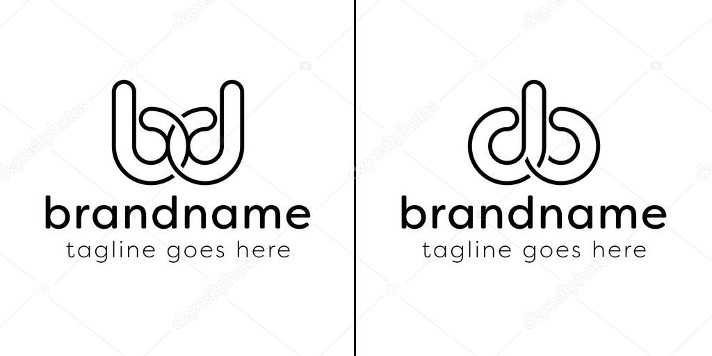 Letters BD and DB Monogram Line Logo, suitable for any business with DB or BD initials