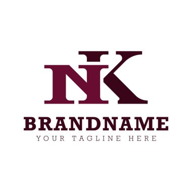 NK Monogram Logosu Harfleri, NK KN baş harfleri ile iş için