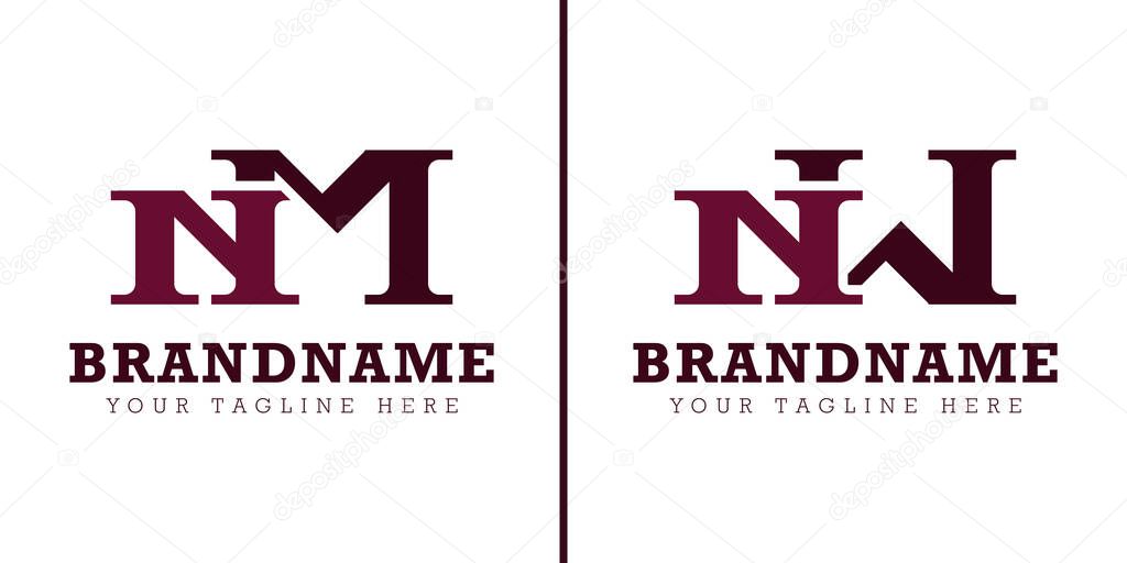 Letters NM and NW Monogram Logo, for business with NM MN NW WN initials
