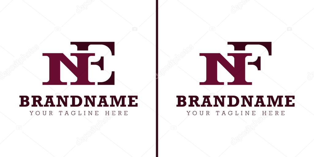 Letters NE and NF Monogram Logo, for business with NE EN NF FN initials