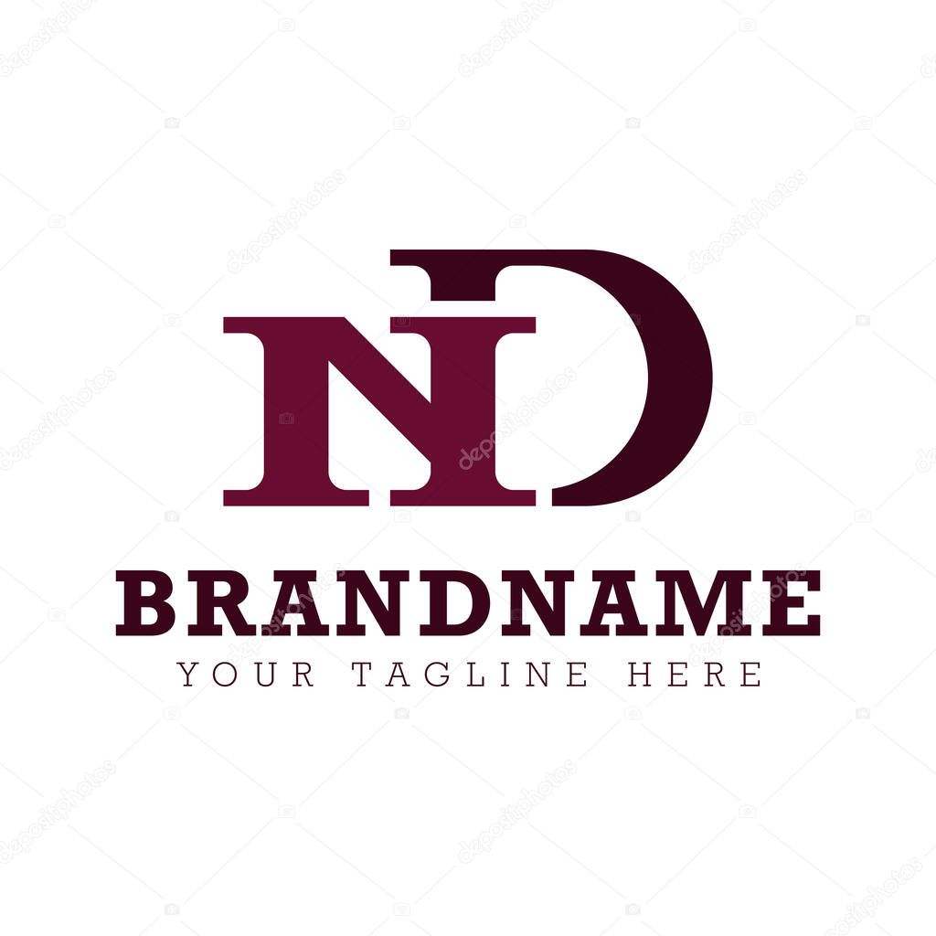 Letters ND Monogram Logo, for business with ND DN initials