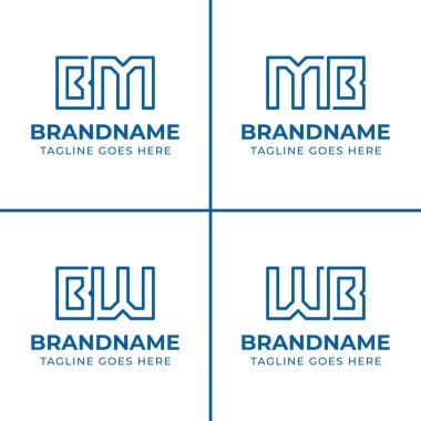 BM MB BW WB Monogram Logo Seti, herhangi bir iş için uygun