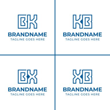 Harfler BK KB BX XB Monogram Logo Seti, herhangi bir iş için uygun