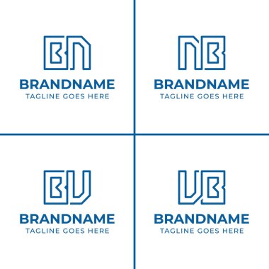 Harfler BN NB BU UB Monogram Logo Seti, her iş için uygun