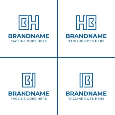 Harfler BH HB BI IB Monogram Logo Seti, her iş için uygun