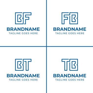 Harfler BF FB BT TB Monogram Logo Seti, herhangi bir iş için uygun