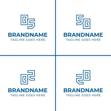 BS SB BZ ZB Monogram Logo Seti, her iş için uygun