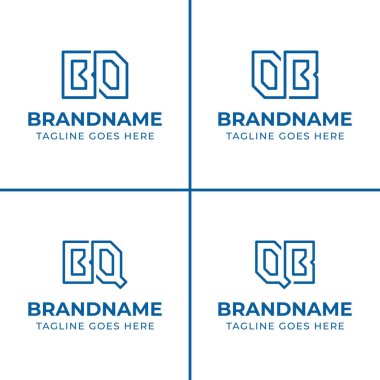 Harfler BO OB BQ QB Monogram Logo Seti, her iş için uygun