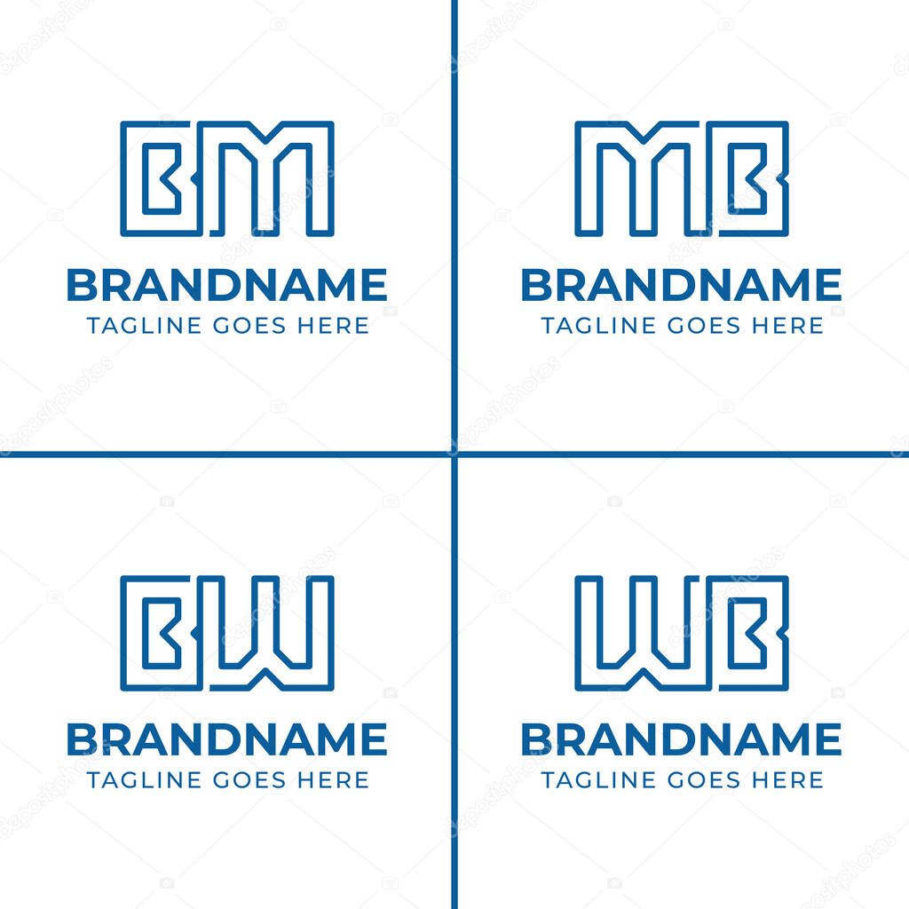 Letters BM MB BW WB Monogram Logo Set, suitable for any business