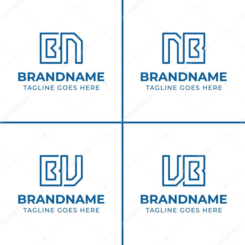 Letters BN NB BU UB Monogram Logo Set, suitable for any business