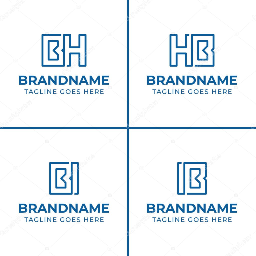 Letters BH HB BI IB Monogram Logo Set, suitable for any business