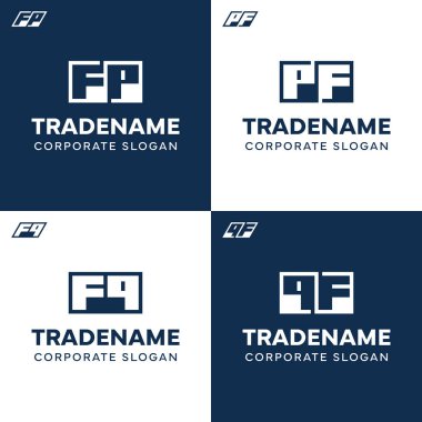 Harfler FP PF FQ QF Square ve Dynamic Logo Set
