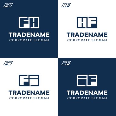 Harfler FH HF FI IF Meydanı ve Dinamik Logo Seti