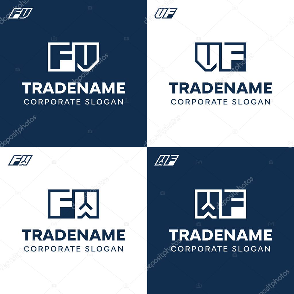 Letters FV VF FW WF Square and Dynamic Logo Set
