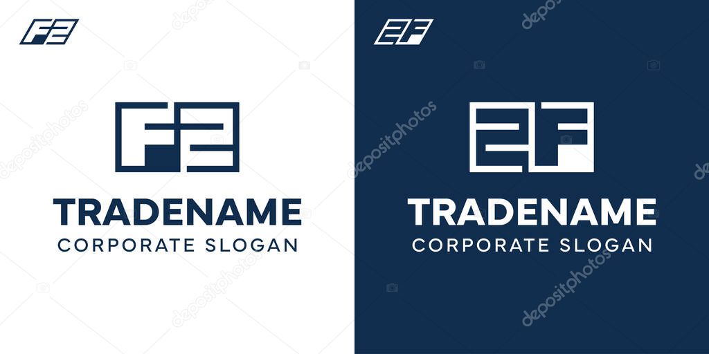 Letters FZ ZF Square and Dynamic Logo Set