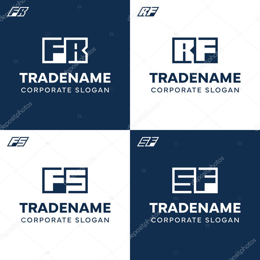 Letters FR RF FS SF Square and Dynamic Logo Set
