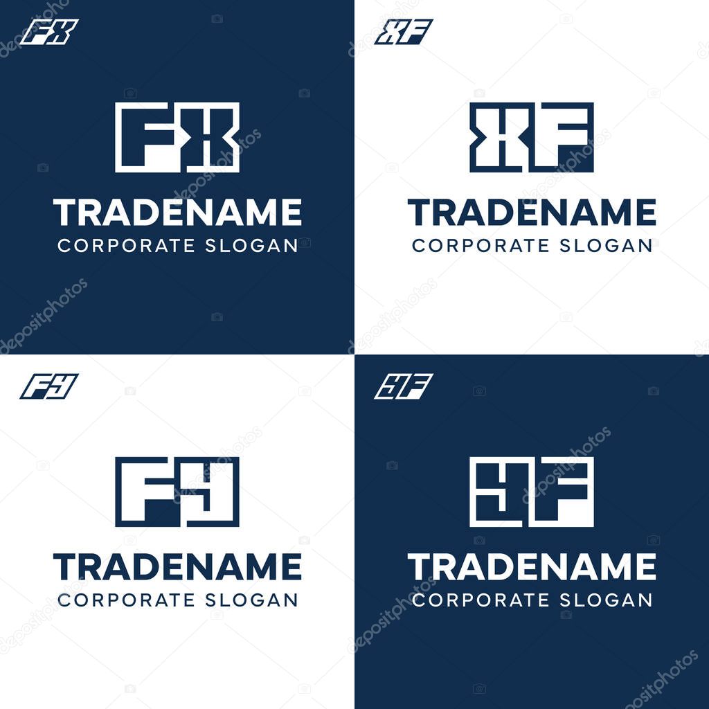 Letters FX XF FY YF Square and Dynamic Logo Set