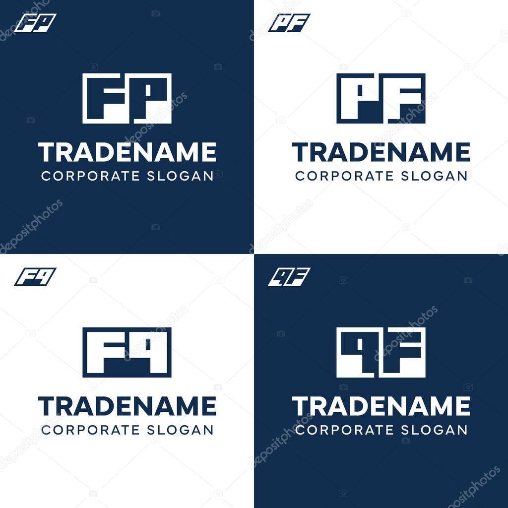 Letters FP PF FQ QF Square and Dynamic Logo Set