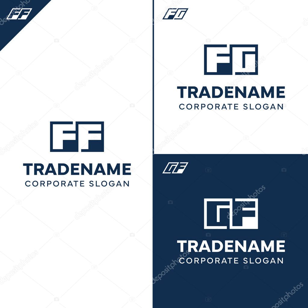 Letters FF FG GF Square and Dynamic Logo Set