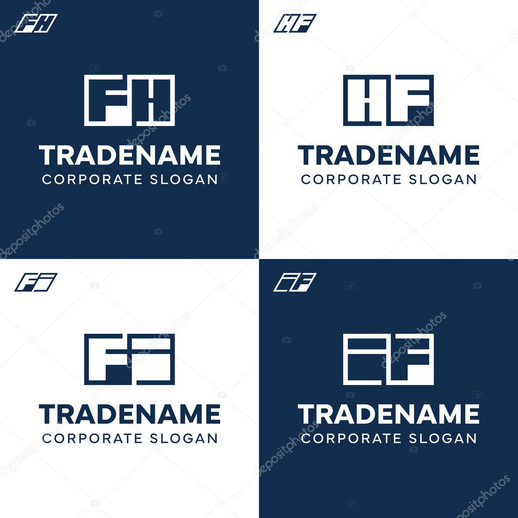 Letters FH HF FI IF Square and Dynamic Logo Set