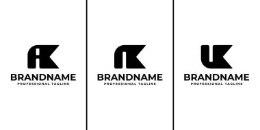 AK NK UK Monogram Logo Set harfleri, AK KA NK KN UK KU baş harfleriyle damgalanmıştır.