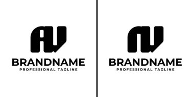 AV NV Monogram Logo Set harfleri, AV VA NV baş harfleri ile marka için