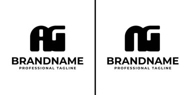 AG NG Monogram Logo Set harfleri, AG GA NG baş harfleri ile marka için