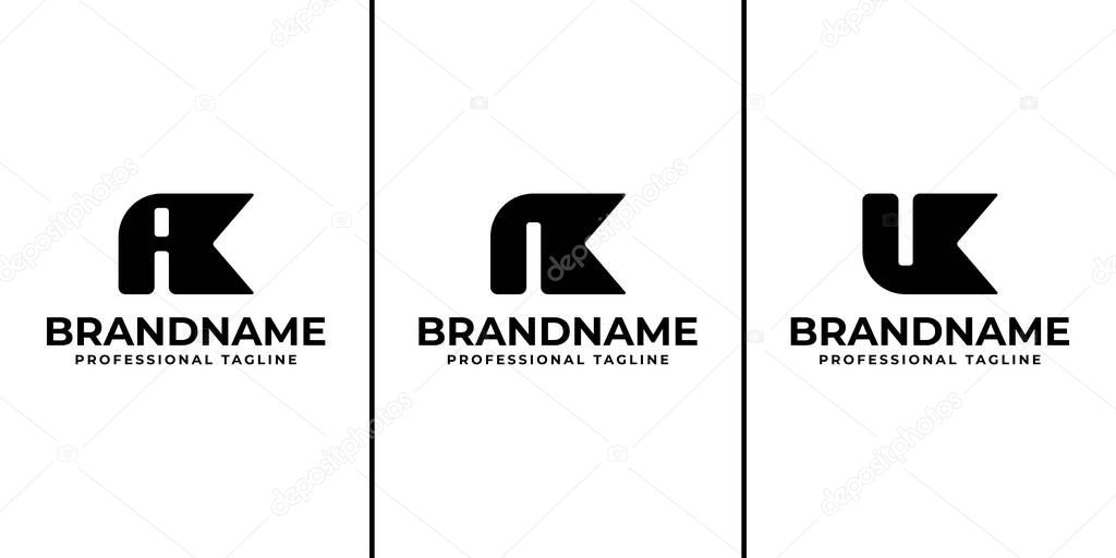 Letters AK NK UK Monogram Logo Set, for brand with AK KA NK KN UK KU initials