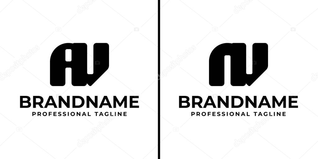 Letters AV NV Monogram Logo Set, for brand with AV VA NV VN initials