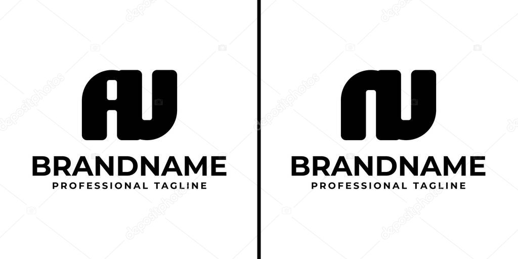 Letters AU NU Monogram Logo Set, for brand with AU UA NU UN initials