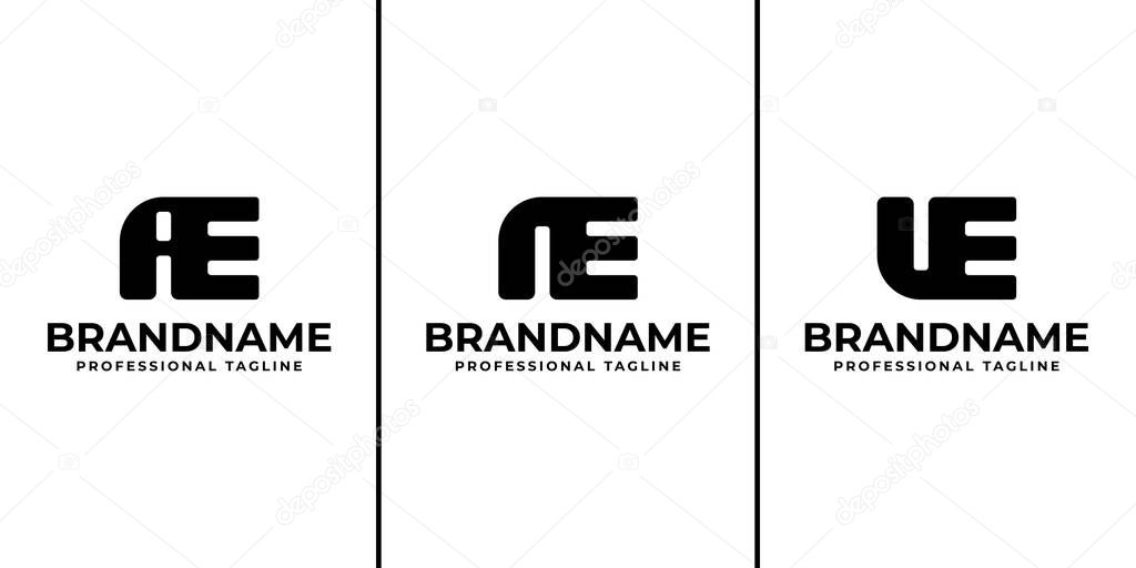 Letters AE NE UE Monogram Logo Set, for brand with AE EA NE EN UE EU initials