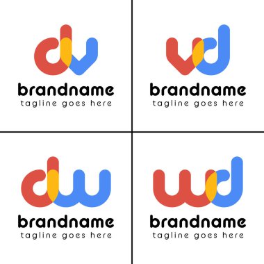 Harfler dv dw wd Playful Logo, eğlenceli, enerjik ve neşe temsil eder