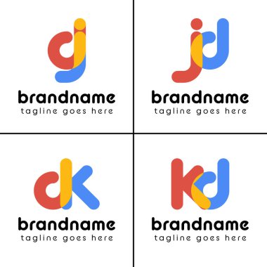 Harfler dj dk kd Playful Logo, eğlenceli, enerjik ve neşeli