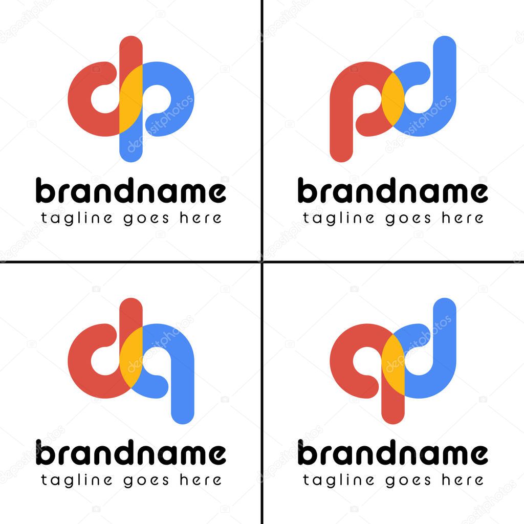 Letters dp pd dq qd Playful Logo, represent a fun, energetic, and joy