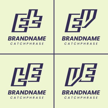 ET ET EV VE Monogram Logo Seti, her iş için uygun