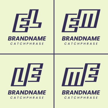 EL LE EM ME Monogram Logo Seti, her iş için uygun