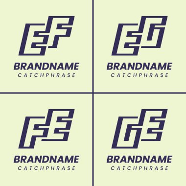 Harfler EF FE EG GE Monogram Logo Seti, her iş için uygundur